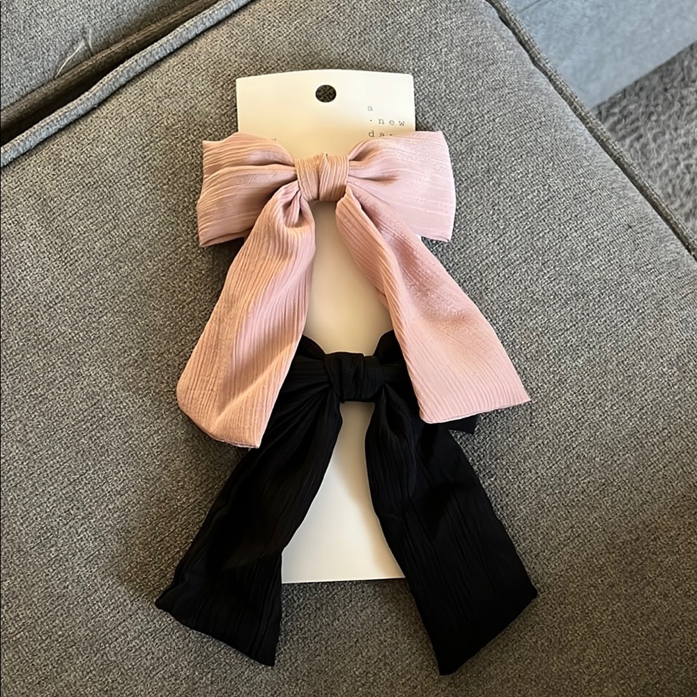 A New Day Pink and Black Hair Bows